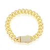 Simona Sterling Silver 9mm Monaco Bracelet W/micro Pave Cz Lock - Gold Plated In Gold
