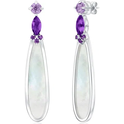 Simona Sterling Silver Amethyst & Mother-of-pearl Drop Earrings In Multi