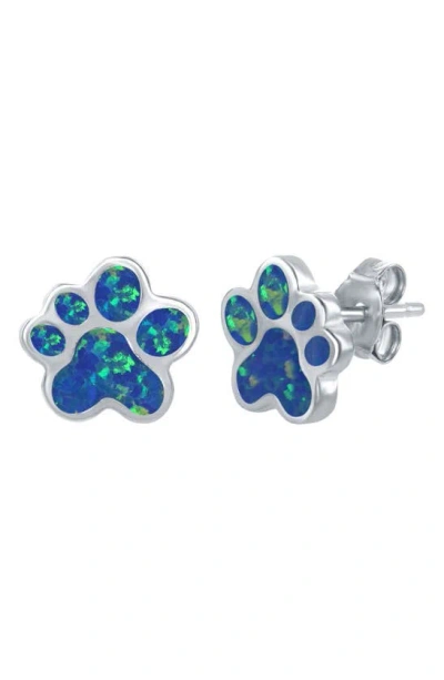 Simona Sterling Silver & Opal Paw Stud Earrings.