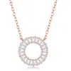 Simona Sterling Silver Baguette Cz Open Circle Necklace - Rose Gold Plated In Multi