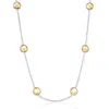 Simona Sterling Silver, Bezel-set 7mm Round Gem Station Necklace In Yellow