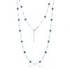 Simona Sterling Silver Bezel-set Cz & Bead Station Necklace (white, Green, Blue, Or Red) In Silver