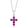 Simona Sterling Silver Cross Necklace - Emerald - Gold Plated In Pink