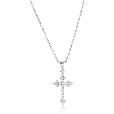 Simona Sterling Silver Cubic Zirconia Cross Pendant Necklace