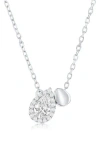 Simona Sterling Silver Cubic Zirconia Double Pear Pendant Necklace