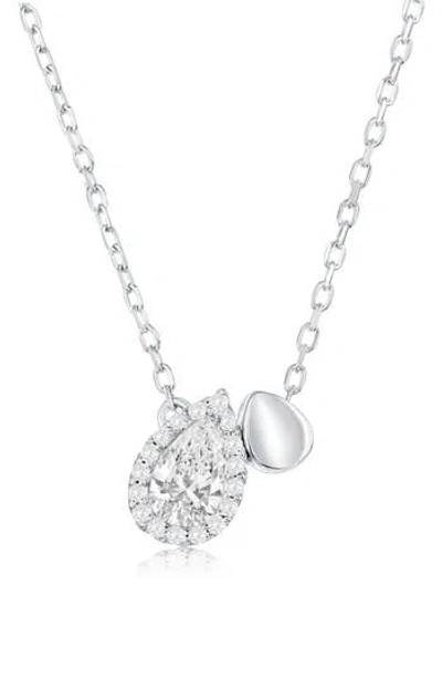 Simona Sterling Silver Cubic Zirconia Double Pear Pendant Necklace