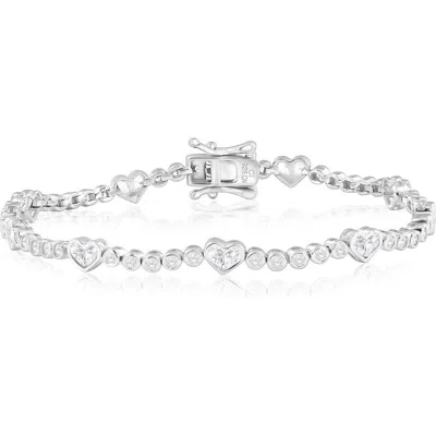 Simona Sterling Silver Cubic Zirconia Heart Bracelet