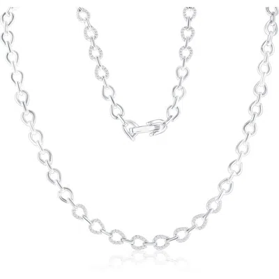 Simona Sterling Silver Cubic Zirconia Link Necklace