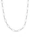 Simona Sterling Silver Cubic Zirconia Paper Clip Necklace