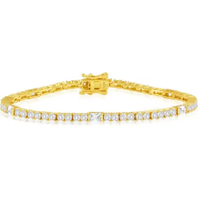 Simona Sterling Silver Cubic Zirconia Tennis Bracelet In Gold
