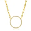 Simona Sterling Silver Cz Circle Of Life Paperclip Necklace In Gold