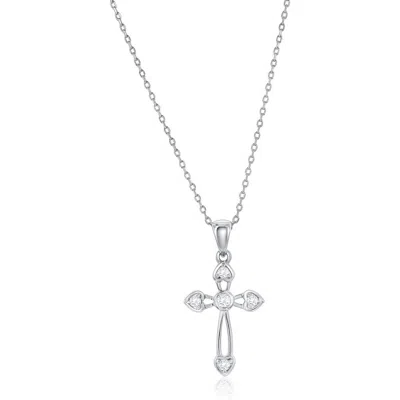 Simona Sterling Silver Cz Cross Necklace