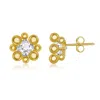 Simona Sterling Silver Cz Multi-bead Stud Earings In Gold