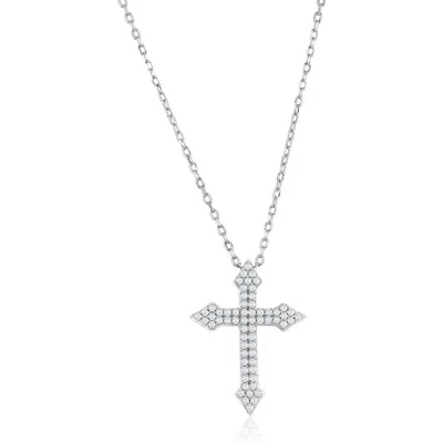 Simona Sterling Silver Cz Pavé Cross Necklace