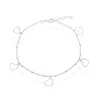 Simona Sterling Silver Dangling Open Heart Anklet In Silver