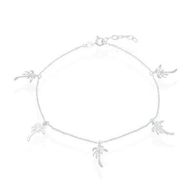Simona Sterling Silver Dangling Palm Trees Anklet