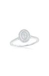 Simona Sterling Silver Diamond Oval Ring In Silver