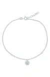 Simona Sterling Silver Disc Charm Anklet In Silver