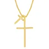 Simona Sterling Silver Double Cross Necklace - Rose Gold Plated In Gold