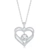 Simona Sterling Silver Double Heart Cz Pendant W/chain In White