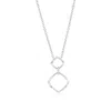 Simona Sterling Silver Double Sqaure Diamond Necklace