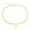 Simona Sterling Silver Double Strand Mirror Chain W/ Elephant Charm Anklet In Silver