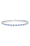 Simona Evil Eye Cubic Zirconia Tennis Anklet In Silver/navy