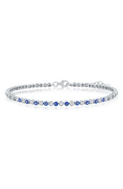 Simona Sterling Silver Evil Eye Tennis Bracelet In Metallic