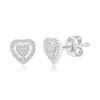 Simona Sterling Silver Halo Heart Diamond Studs