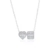Simona Sterling Silver Heart & Emerald-cut Diamond Necklace