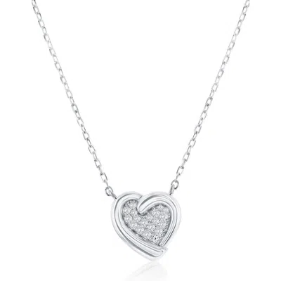 Simona Sterling Silver Heart Cubic Zirconia Pendant Necklace