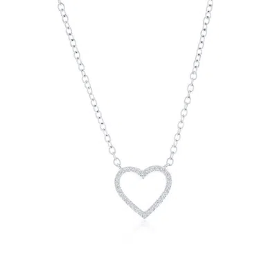 Simona Sterling Silver, Heart Diamond Necklace