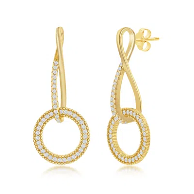 Simona Sterling Silver Infinity Design Round Cz Earrings In Gold