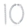 Simona Sterling Silver, Inside-outside 1 1/4cttw Lab-grown Diamond, 29mm Hoop Earrings
