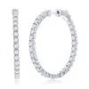 Simona Sterling Silver, Inside-outside 1 3/8cttw Lab-grown Diamond, 32mm Hoop Earrings