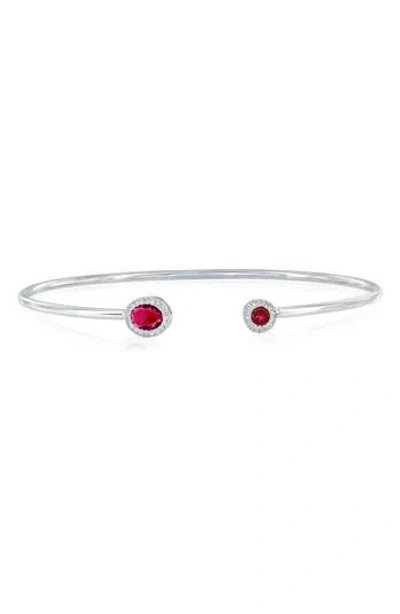 Simona Sterling Silver Lab Grown Diamond Bangle Bracelet In Red