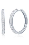 Simona Sterling Silver Lab Grown Diamond Hoop Earrings In Metallic