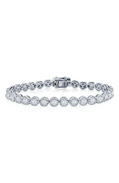 Simona Sterling Silver Lab Grown Diamond Tennis Bracelet In Metallic