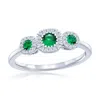 Simona Sterling Silver, Lab-grown Emareld And Natural Diamond Ring - 0.34ct