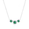 Simona Sterling Silver, Lab-grown Emerald And Natural Diamond Necklace - 0.35ct