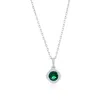 Simona Sterling Silver, Lab-grown Emerald And Natural Diamond Pendant W/chain - 0.78ct
