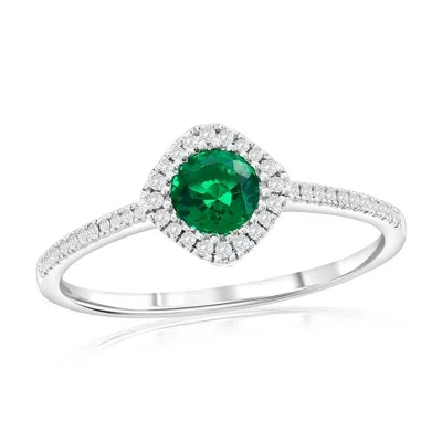 Simona Sterling Silver, Lab-grown Emerald And Natural Diamond Ring - 0.53ct