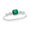 Simona Sterling Silver, Lab-grown Emerald And Natural Diamond Ring