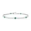 Simona Sterling Silver, Lab-grown Oval Emerald And Natural Diamond Bracelet- 1.23ct