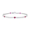 Simona Sterling Silver, Lab-grown Oval Ruby And Natural Diamond Bracelet - 1.49ct