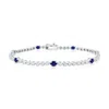 Simona Sterling Silver, Lab-grown Oval Sapphire And Natural Diamond Bracelet - 1.77ct