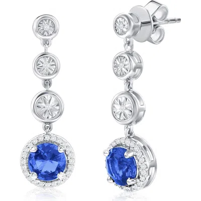 Simona Sterling Silver Lab Grown Sapphire & Diamond Drop Earrings