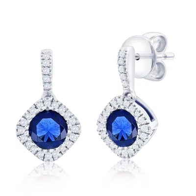Simona Sterling Silver, Lab-grown Sapphire And Natural Diamond Earrings - 1.17ct