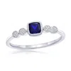 Simona Sterling Silver, Lab-grown Sapphire And Natural Diamond Ring - 0.48ct