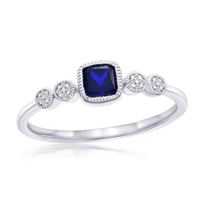 Simona Sterling Silver, Lab-grown Sapphire And Natural Diamond Ring - 0.48ct